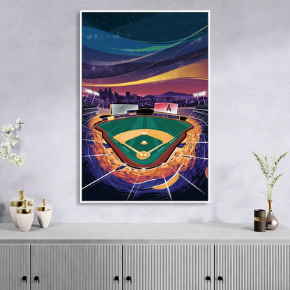 Anaheim Stadium Nights Living Room - White Canvas Wall Art