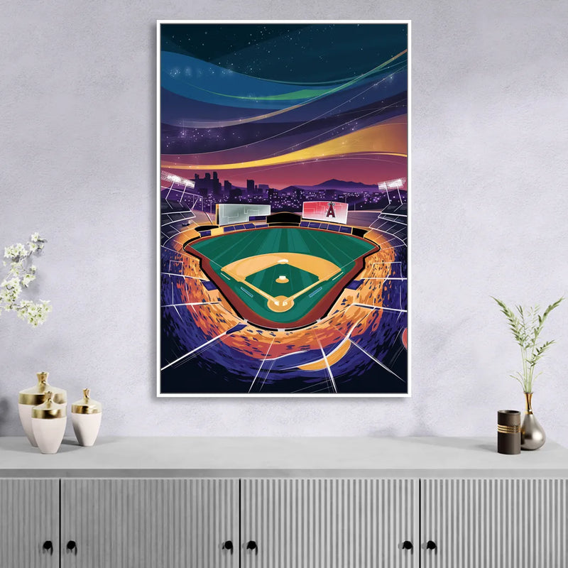 Anaheim Stadium Nights Living Room - White Canvas Wall Art