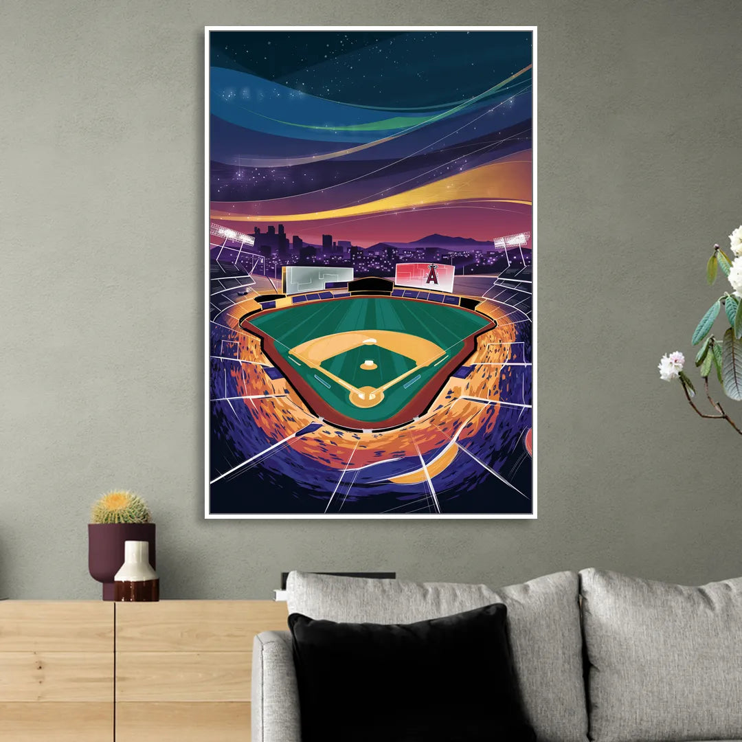 Anaheim Stadium Nights Sitting Room - White Canvas Wall Art