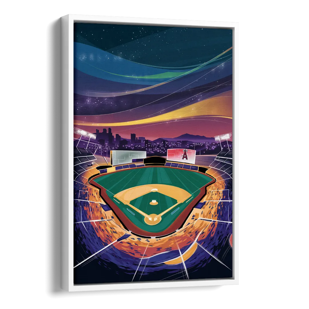 Anaheim Stadium Nights Side - White Canvas Wall Art