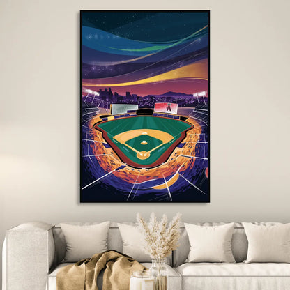 Anaheim Stadium Nights Living Room - Black Canvas Wall Art