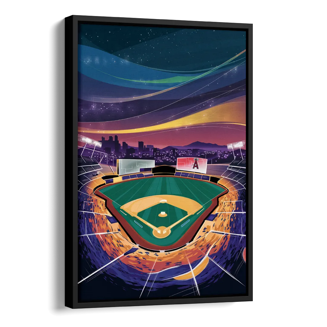Anaheim Stadium Nights Side - Black Canvas Wall Art