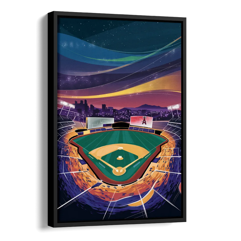 Anaheim Stadium Nights Side - Black Canvas Wall Art