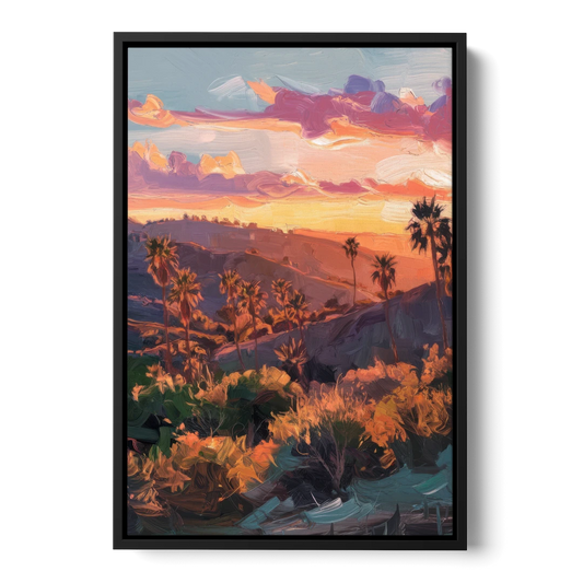 Anaheim Sunset Views - Black Framed Canvas Wall Art - Front