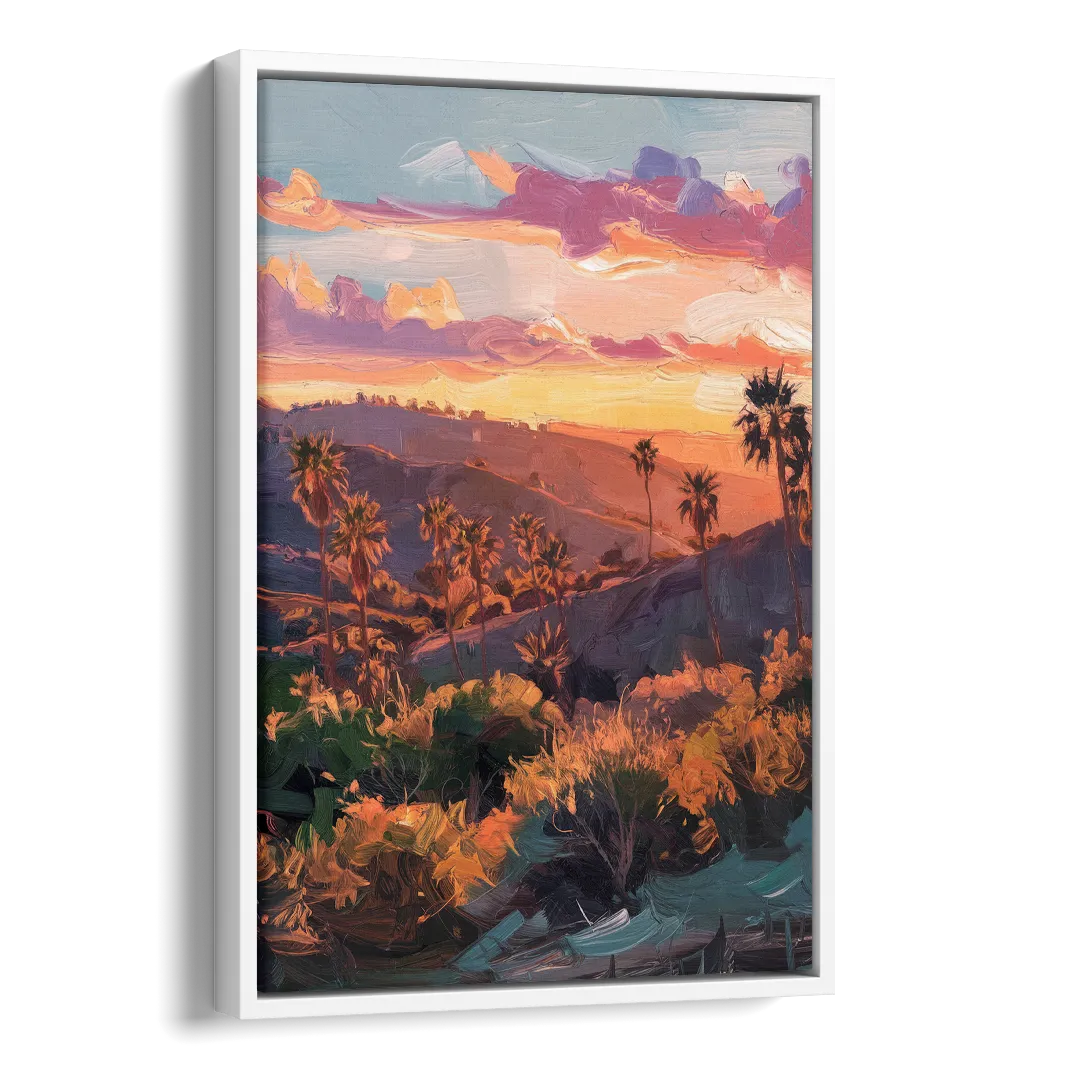 Anaheim Sunset Views Side - White Canvas Wall Art