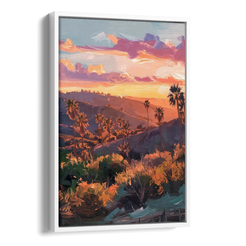 Anaheim Sunset Views Side - White Canvas Wall Art
