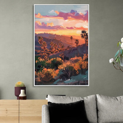 Anaheim Sunset Views Living Room - White Canvas Wall Art