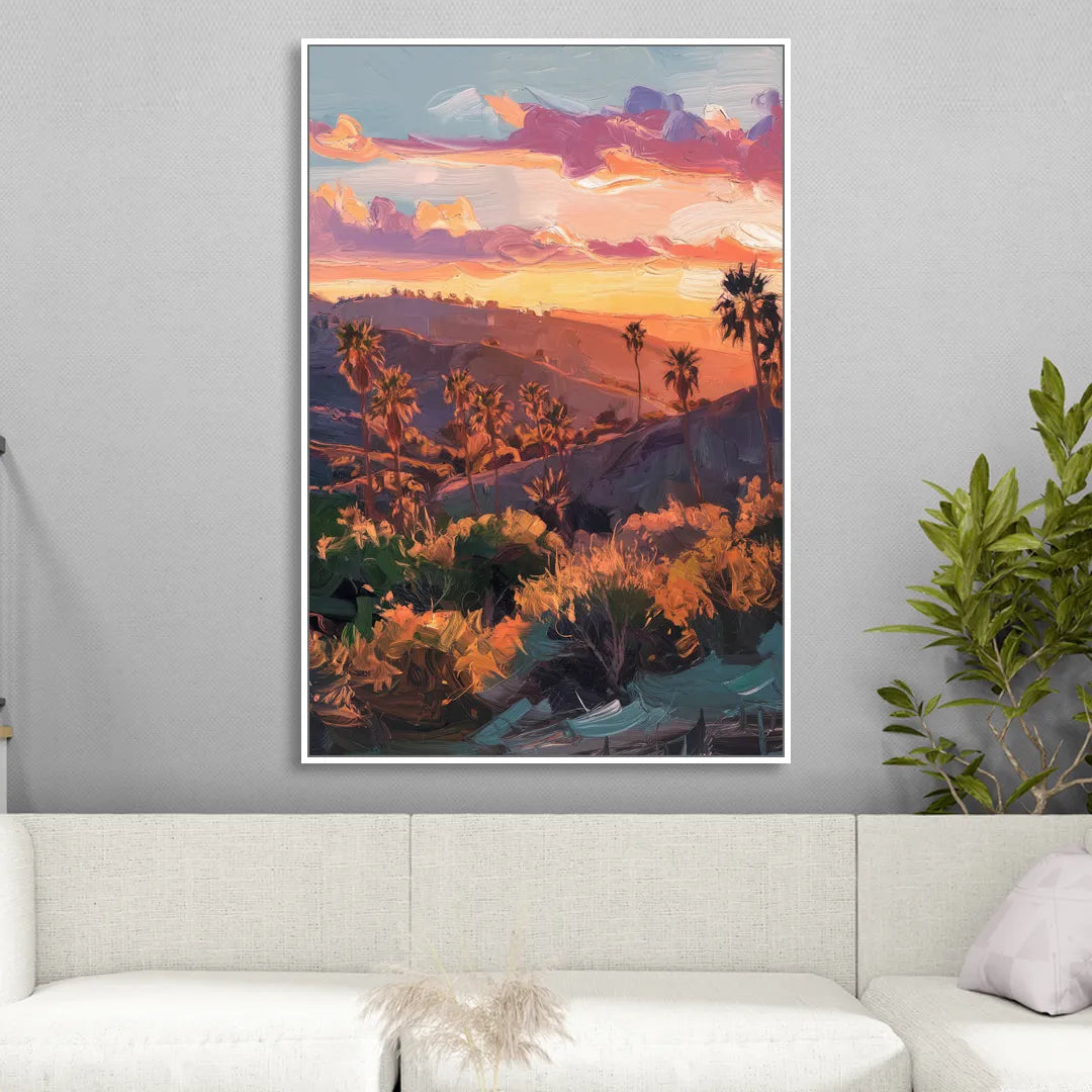 Anaheim Sunset Views Sitting Room - White Canvas Wall Art