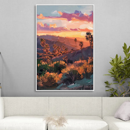 Anaheim Sunset Views Sitting Room - White Canvas Wall Art