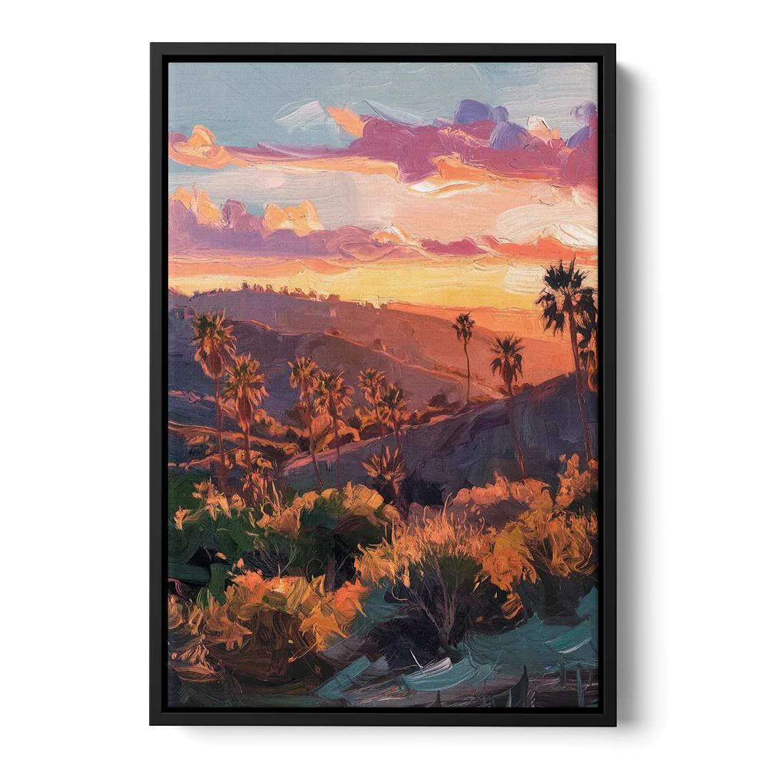 Anaheim Sunset Views Front - Black Canvas Wall Art
