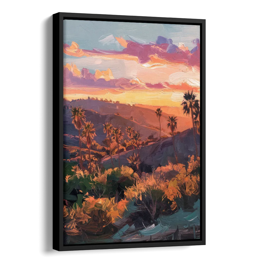 Anaheim Sunset Views Side - Black Canvas Wall Art