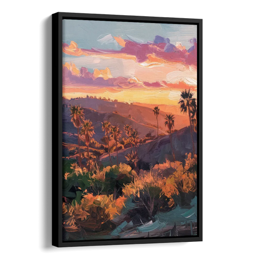 Anaheim Sunset Views Side - Black Canvas Wall Art