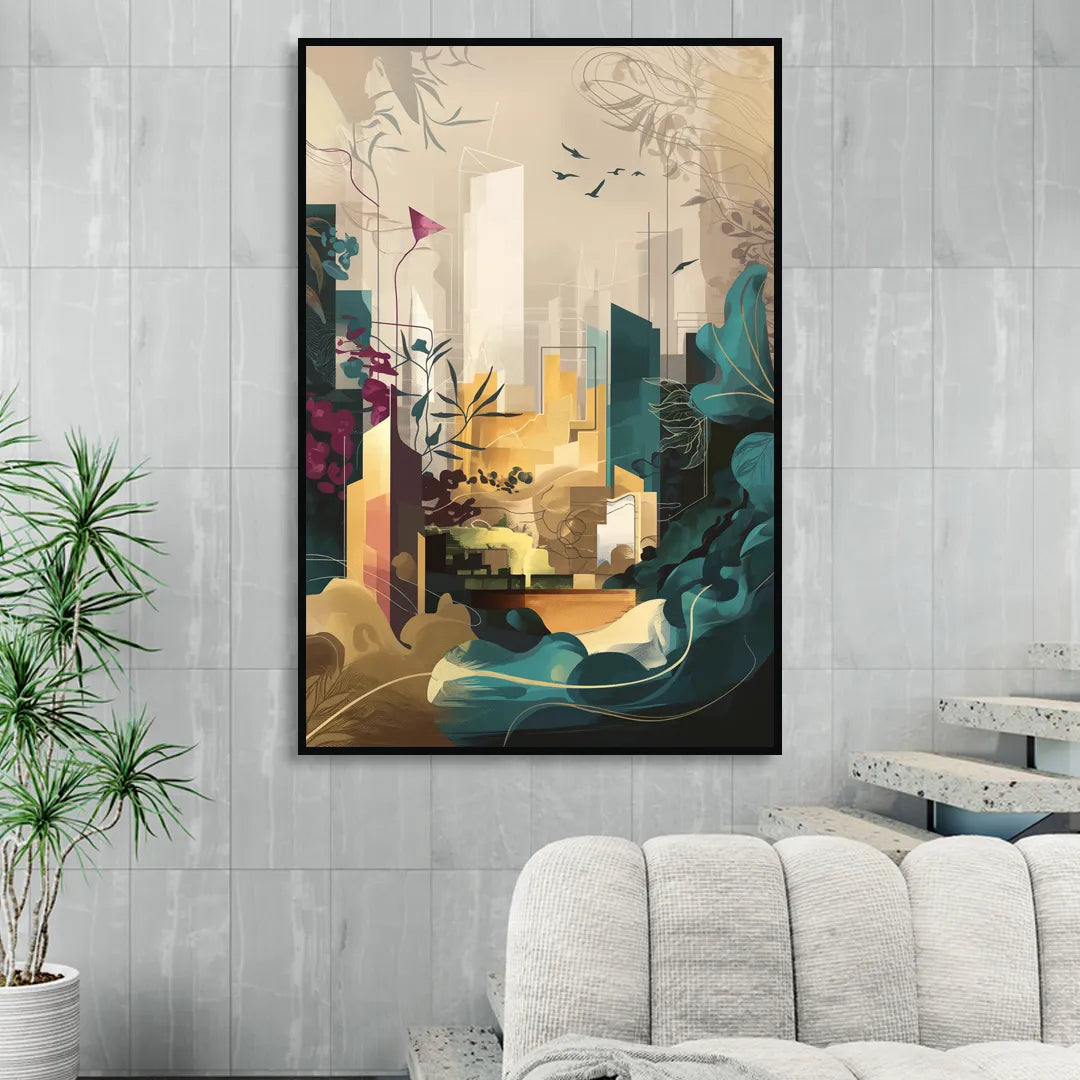 Anaheim Urban Charm Living Room - Black Canvas Wall Art