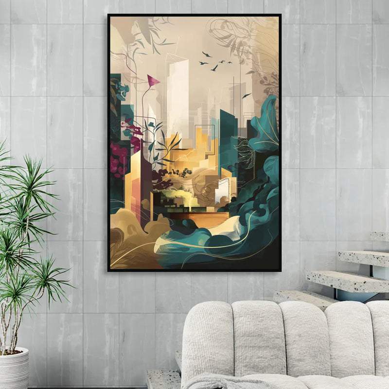 Anaheim Urban Charm Living Room - Black Canvas Wall Art