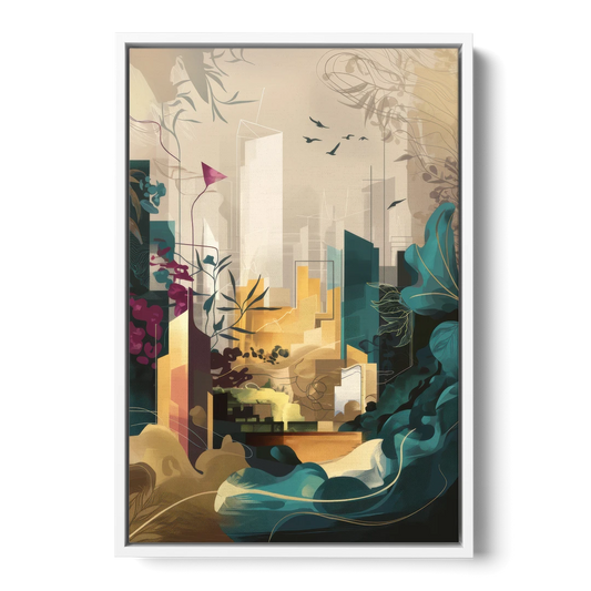 Anaheim Urban Charm - White Framed Canvas Wall Art - Front