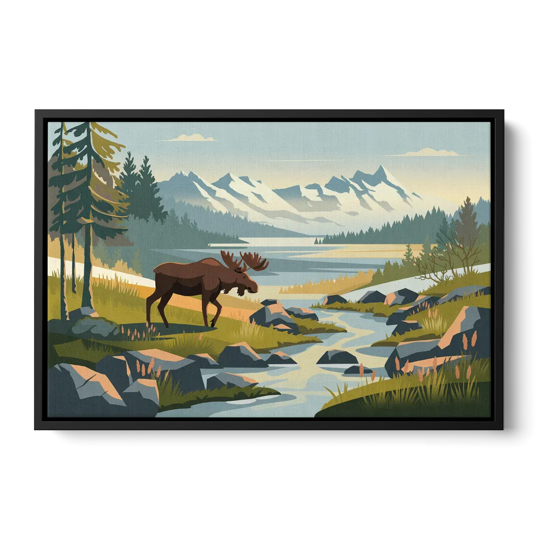 Anchorage Alaskan Wilderness Front - Black Canvas Wall Art