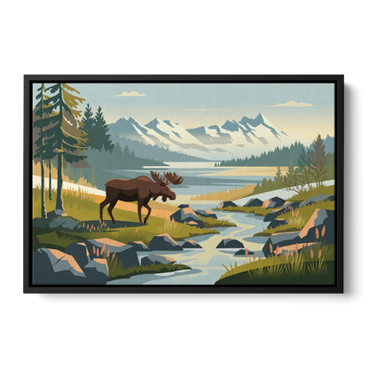 Anchorage Alaskan Wilderness Front - Black Canvas Wall Art