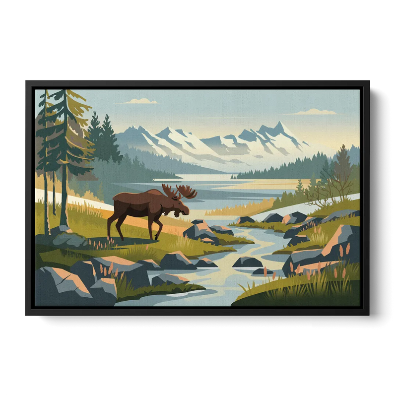 Anchorage Alaskan Wilderness Front - Black Canvas Wall Art