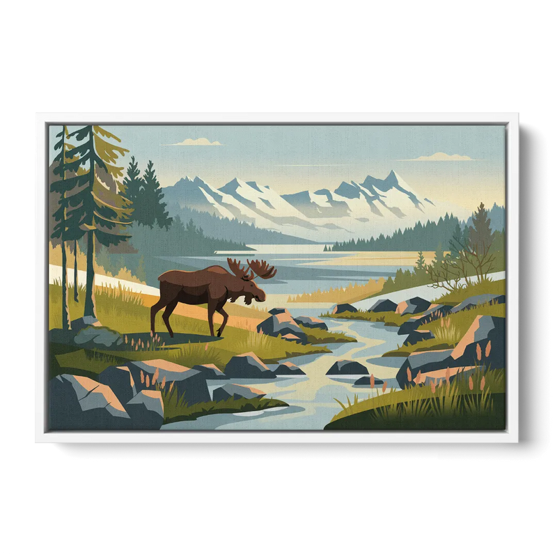 Anchorage Alaskan Wilderness Front - White Canvas Wall Art