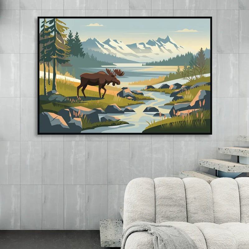 Anchorage Alaskan Wilderness Living Room - Black Canvas Wall Art