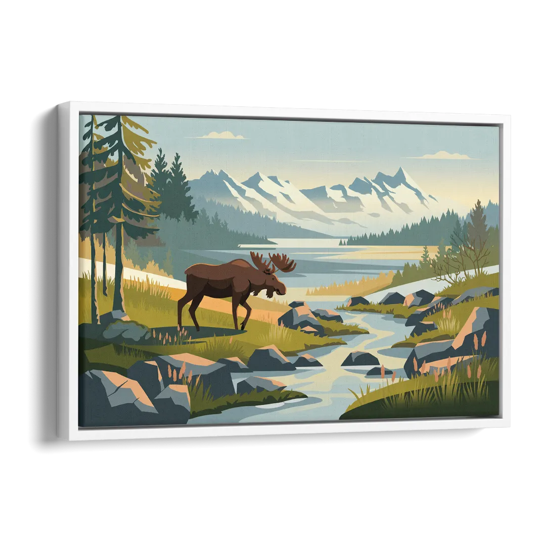 Anchorage Alaskan Wilderness Side - White Canvas Wall Art
