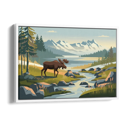 Anchorage Alaskan Wilderness Side - White Canvas Wall Art