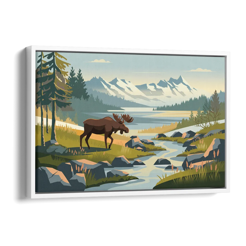 Anchorage Alaskan Wilderness Side - White Canvas Wall Art