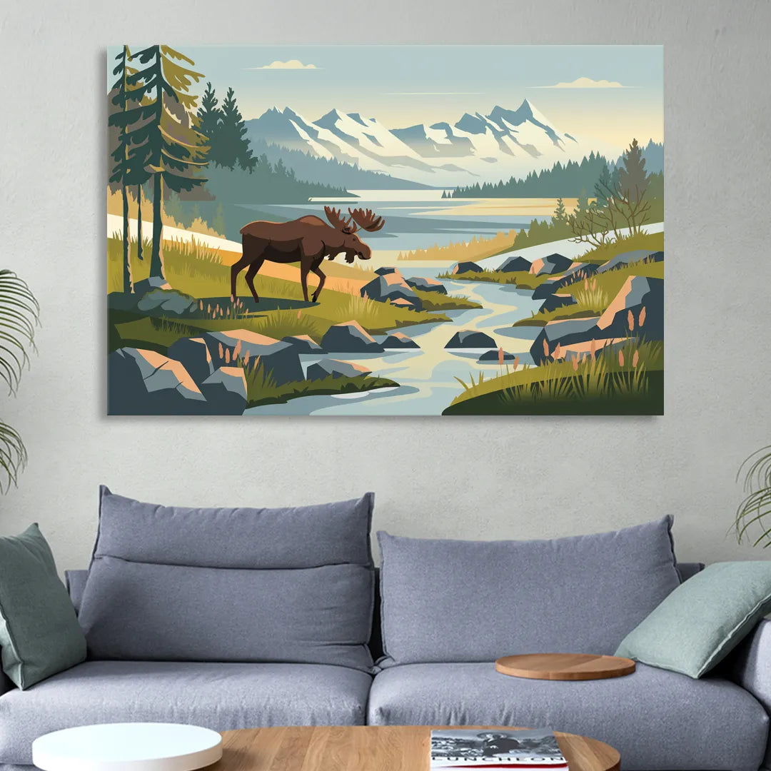 Anchorage Alaskan Wilderness Sitting Room - Canvas Wall Art