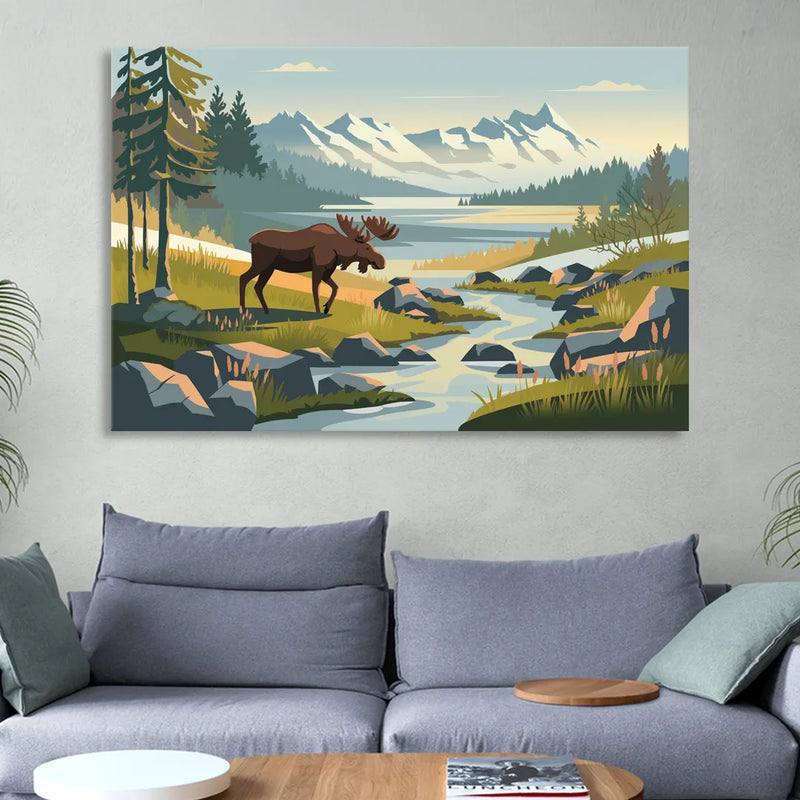 Anchorage Alaskan Wilderness Sitting Room - Canvas Wall Art