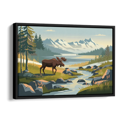 Anchorage Alaskan Wilderness Side - Black Canvas Wall Art