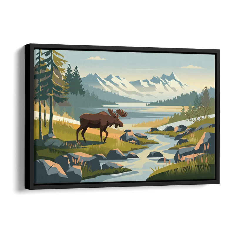 Anchorage Alaskan Wilderness Side - Black Canvas Wall Art