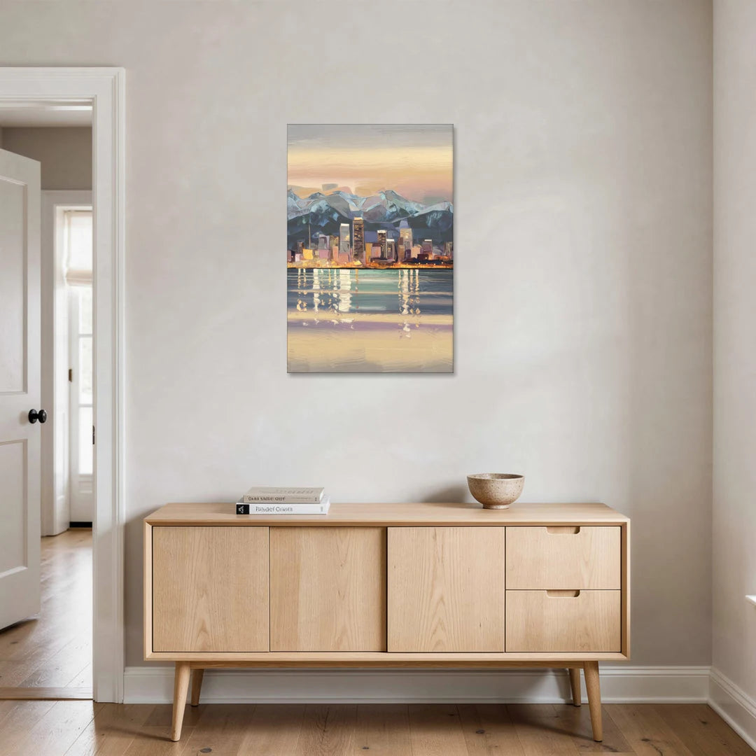 Anchorage Cityscape Reflection - Canvas Wall Art - Coffee Table - 24x36