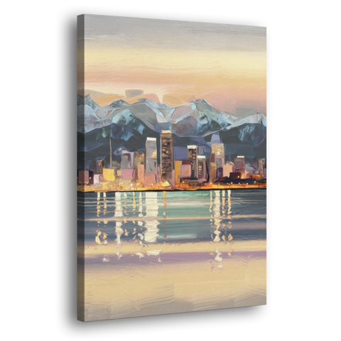 Anchorage Cityscape Reflection - Canvas Wall Art - Side