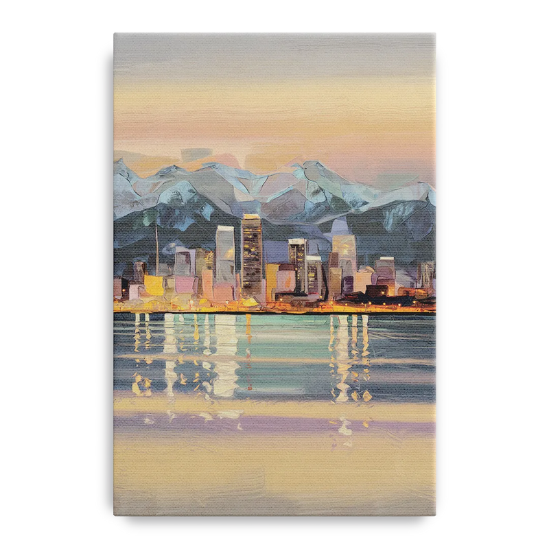 Anchorage Cityscape Reflection Front - Canvas Wall Art