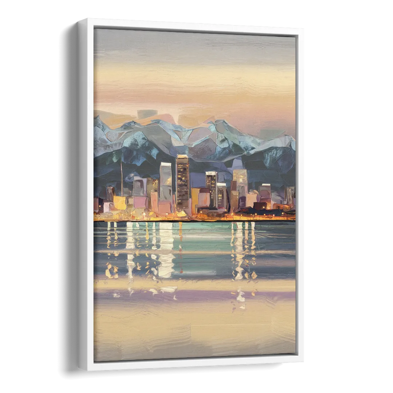 Anchorage Cityscape Reflection Side - White Canvas Wall Art