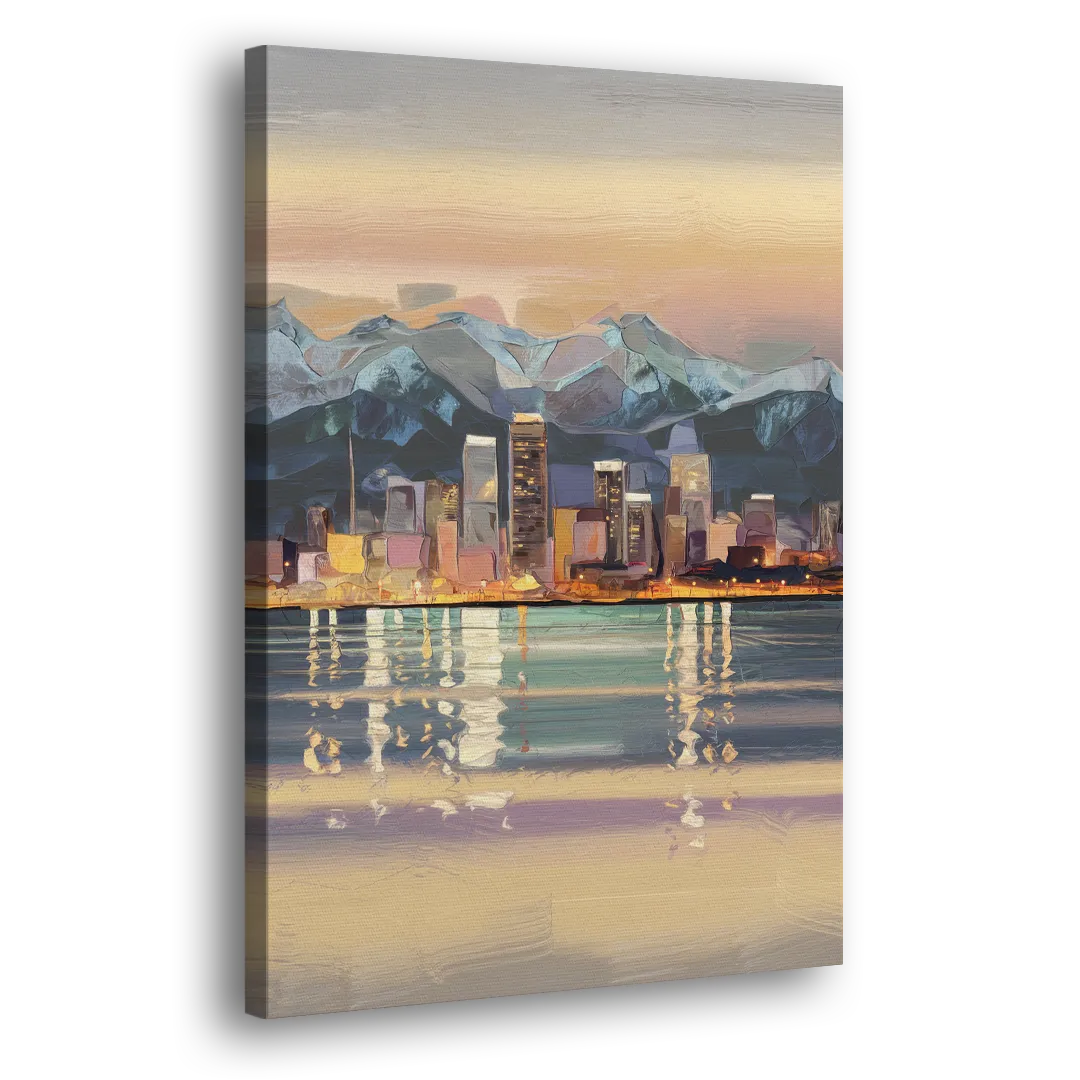 Anchorage Cityscape Reflection Side - Canvas Wall Art