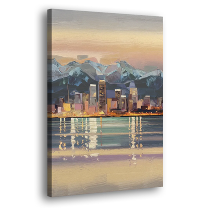 Anchorage Cityscape Reflection Side - Canvas Wall Art