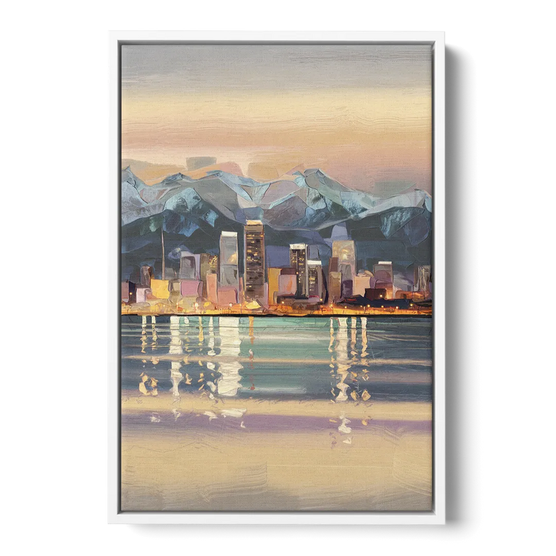 Anchorage Cityscape Reflection Front - White Canvas Wall Art