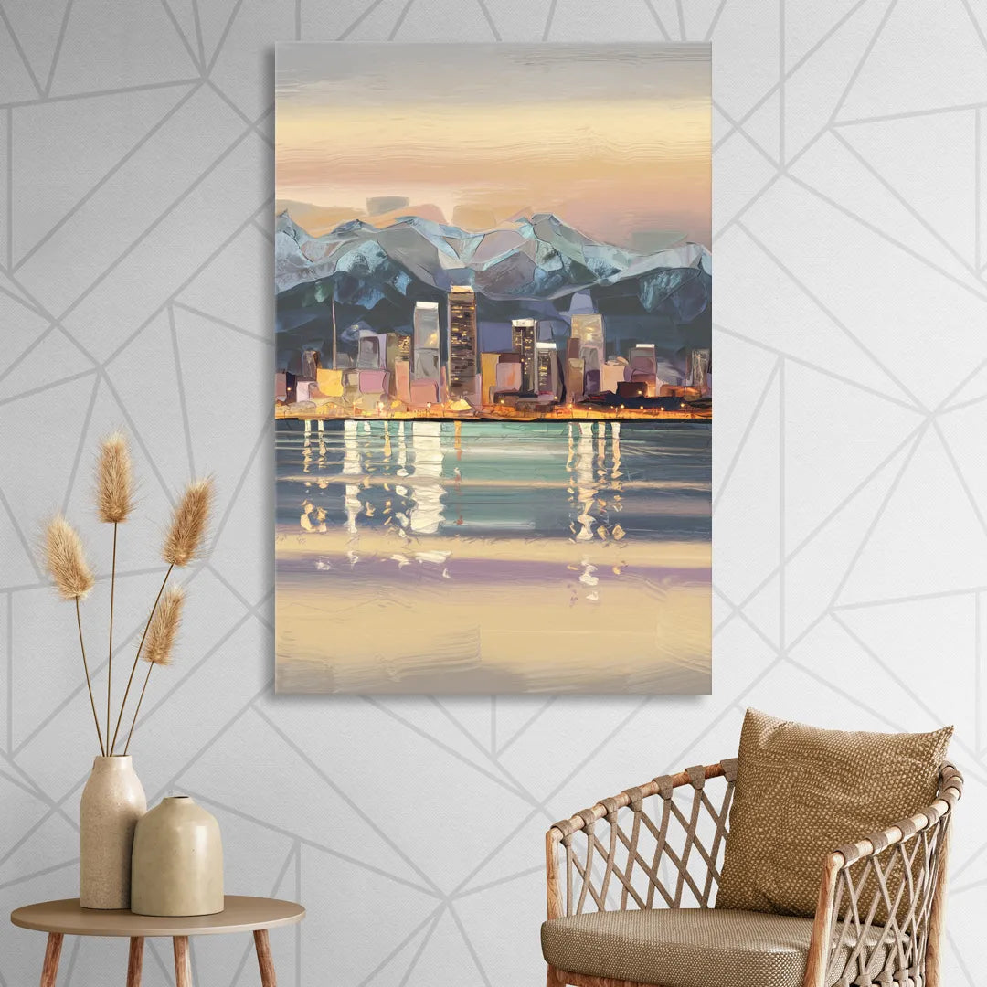 Anchorage Cityscape Reflection Living Room - Canvas Wall Art
