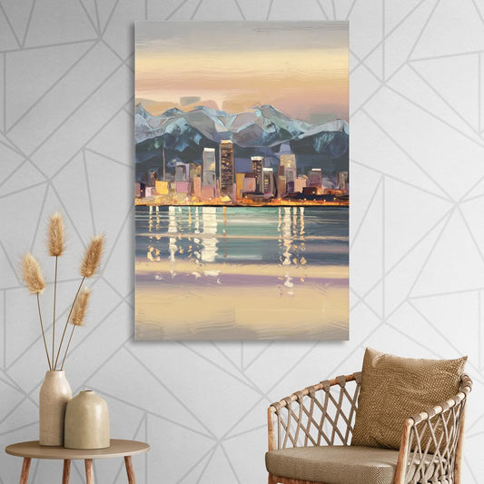 Anchorage Cityscape Reflection Living Room - Canvas Wall Art
