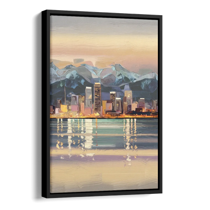 Anchorage Cityscape Reflection Side - Black Canvas Wall Art