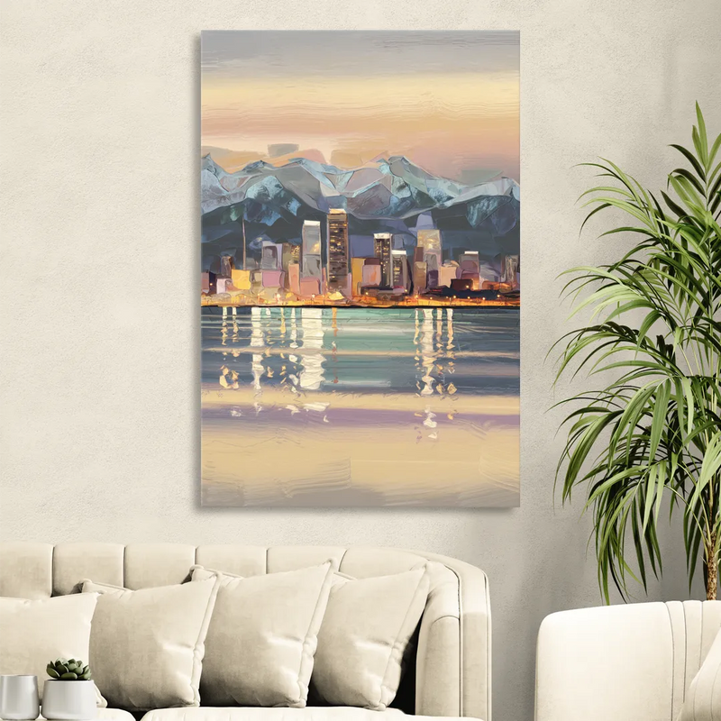 Anchorage Cityscape Reflection Sitting Room - Canvas Wall Art
