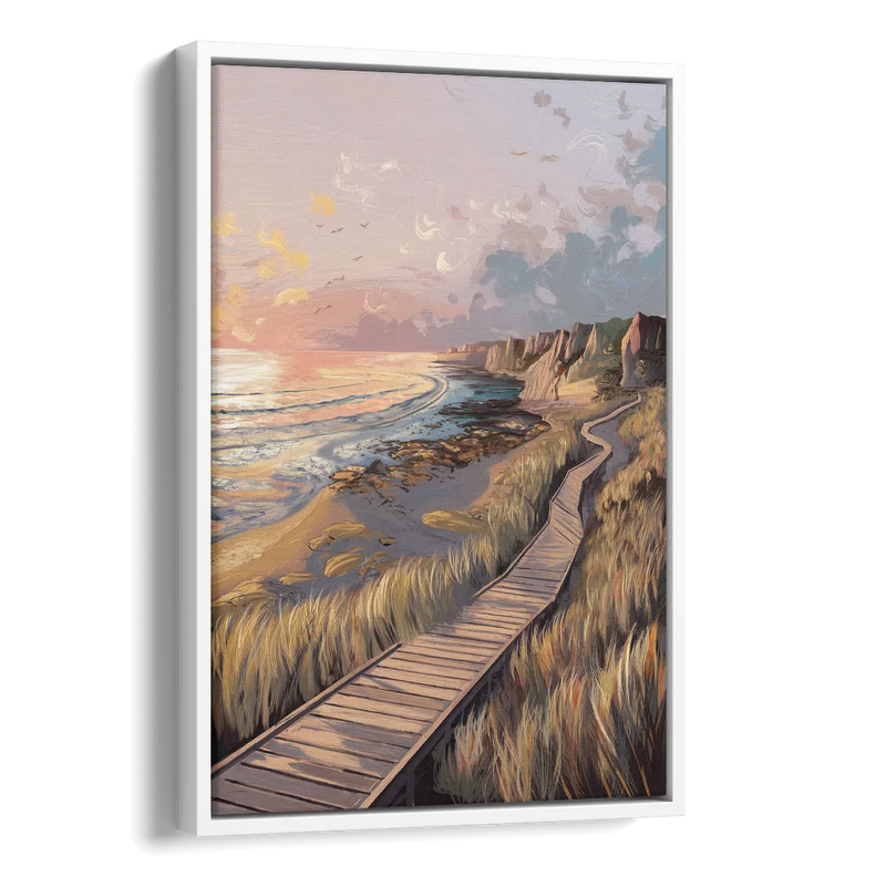 Anchorage Coastal Landscape Side - White Canvas Wall Art