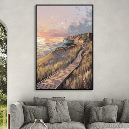 Anchorage Coastal Landscape Living Room - Black Canvas Wall Art