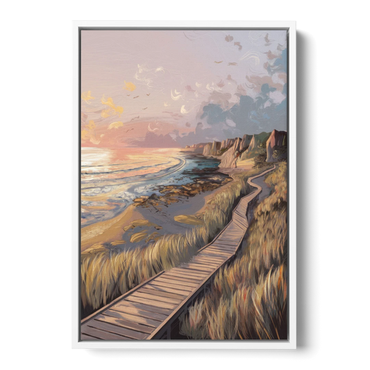 Anchorage Coastal Landscape - White Framed Canvas Wall Art - Front