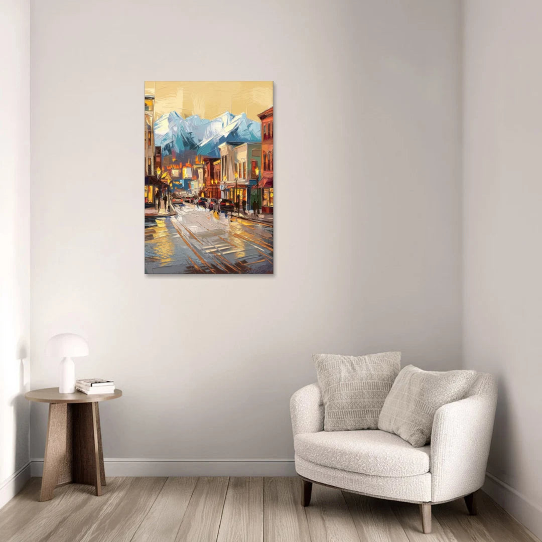 Anchorage Downtown Streets - Canvas Wall Art - Sofa - 24x36