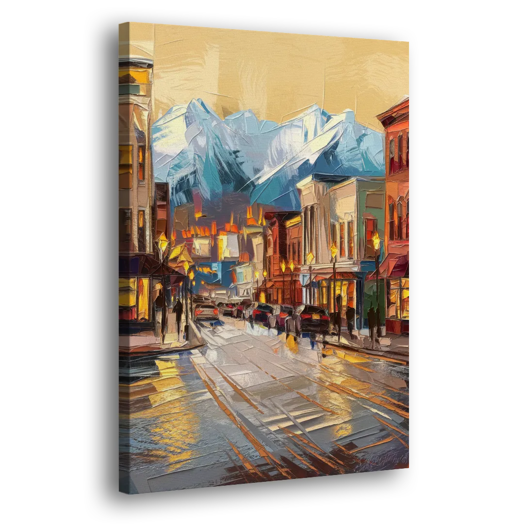 Anchorage Downtown Streets Side - Canvas Wall Art