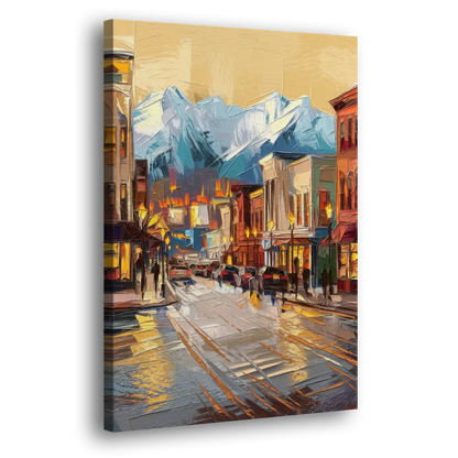 Anchorage Downtown Streets Side - Canvas Wall Art