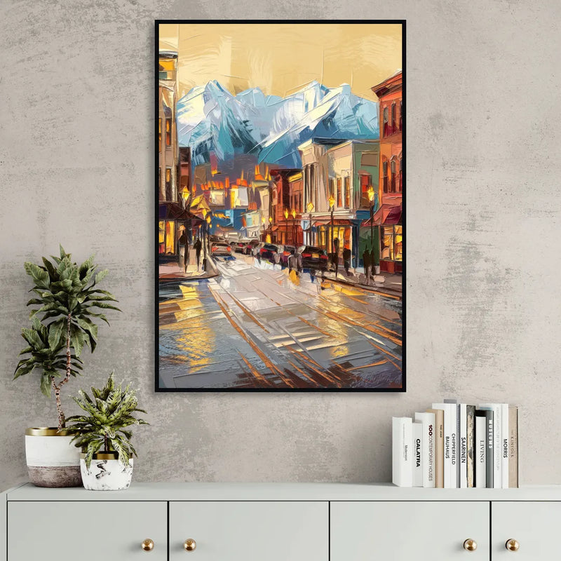 Anchorage Downtown Streets Sitting Room - Black Canvas Wall Art