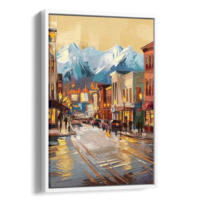 Anchorage Downtown Streets Side - White Canvas Wall Art